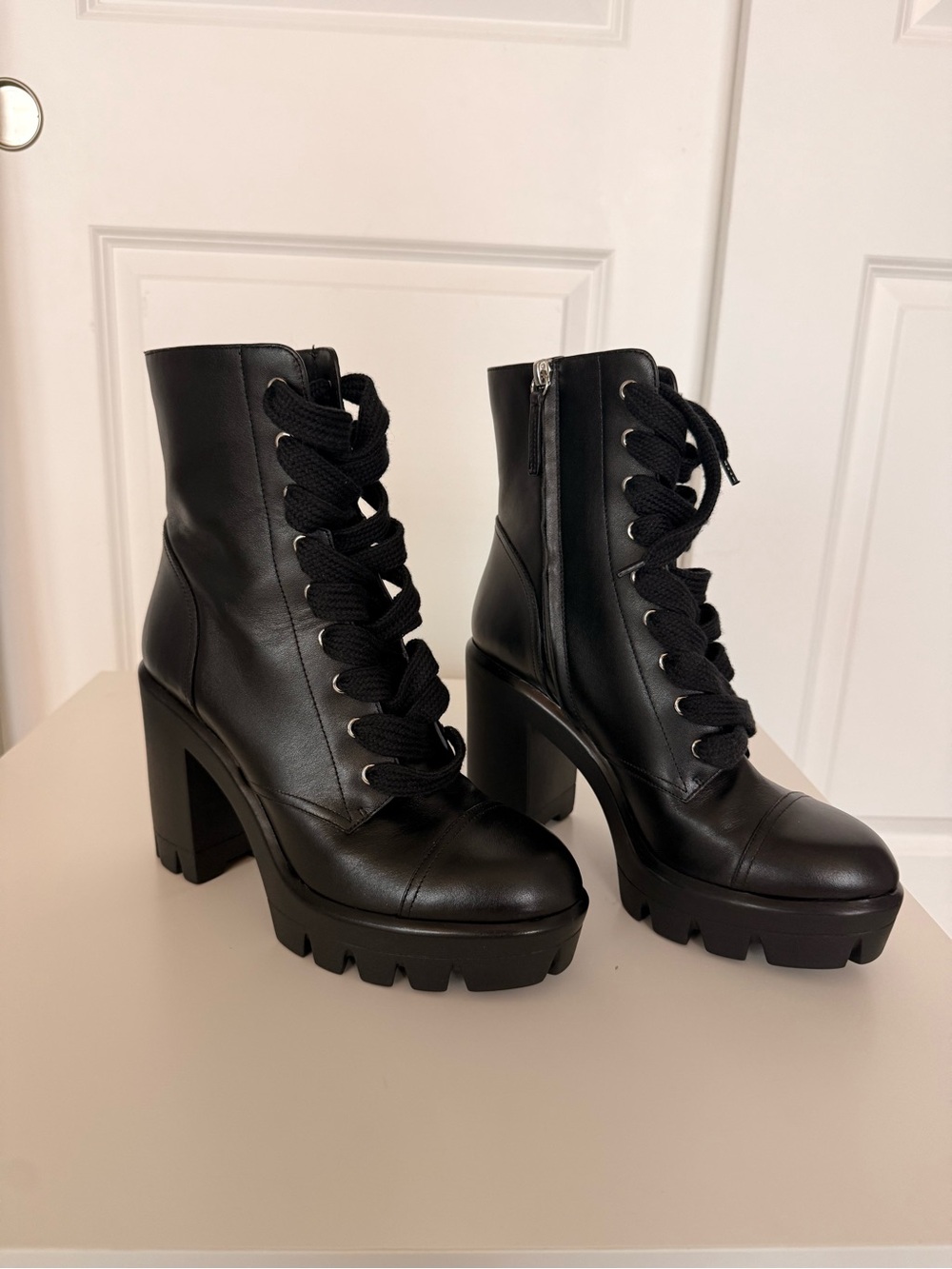 Giuseppe Zanotti Black Lace-Up Platform Ankle Boots